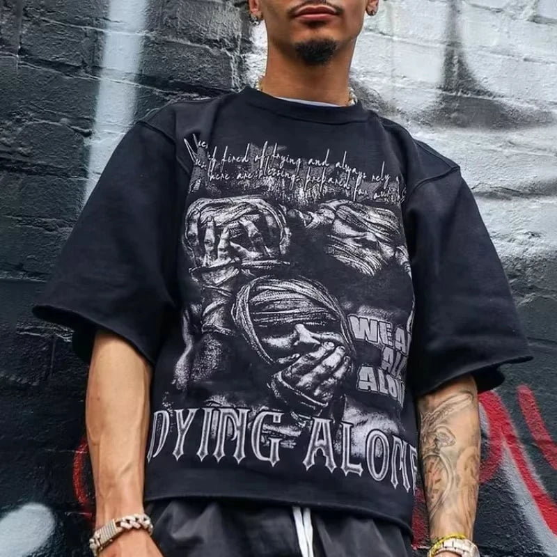 Abstract Face Graphic Cotton T-Shirt